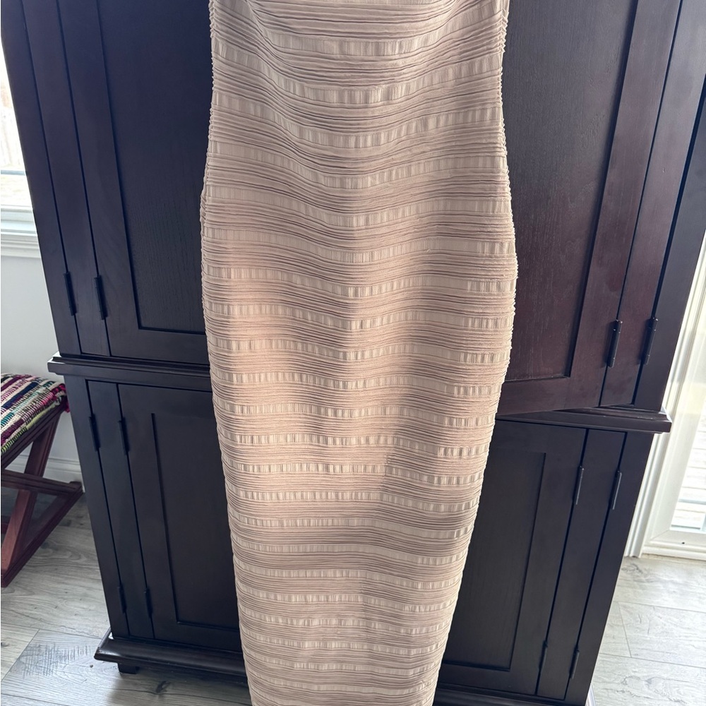 Line & Dot Strapless Beige Dress